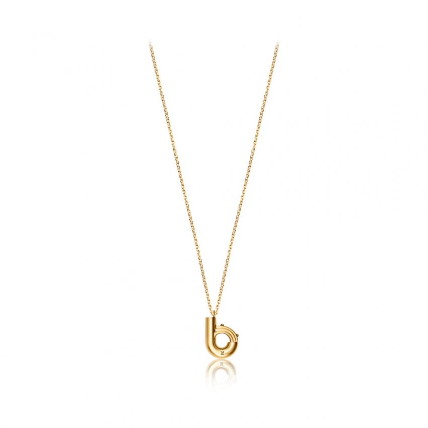 Louis Vuitton Letter B Necklace - Gold Block Letter Initial Charm