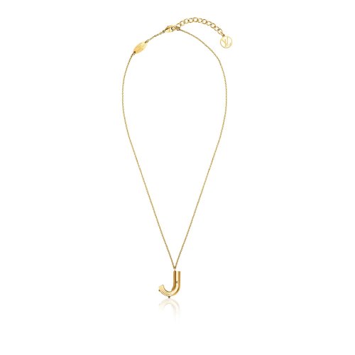 Louis Vuitton Letter J Necklace - Gold Block Letter Initial Charm