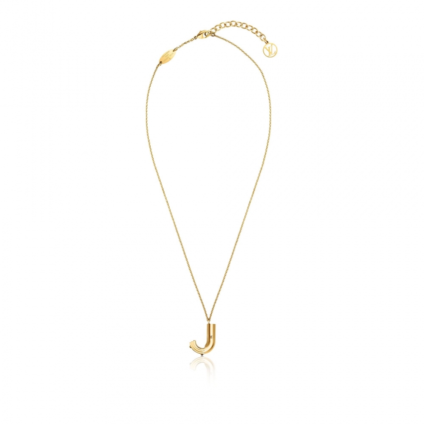 Louis Vuitton Letter J Necklace - Gold Block Letter Initial Charm