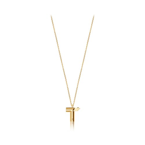 Louis Vuitton Letter T Necklace - Gold Block Letter Initial Charm