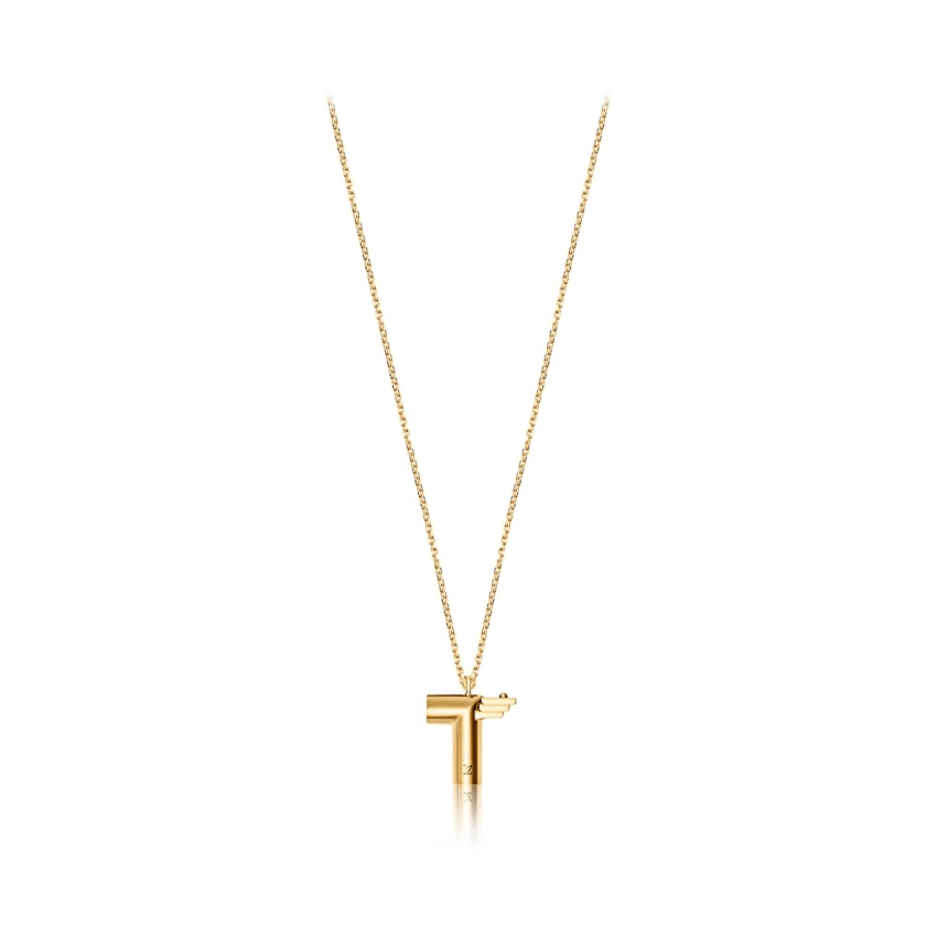 Louis Vuitton Letter T Necklace - Gold Block Letter Initial Charm