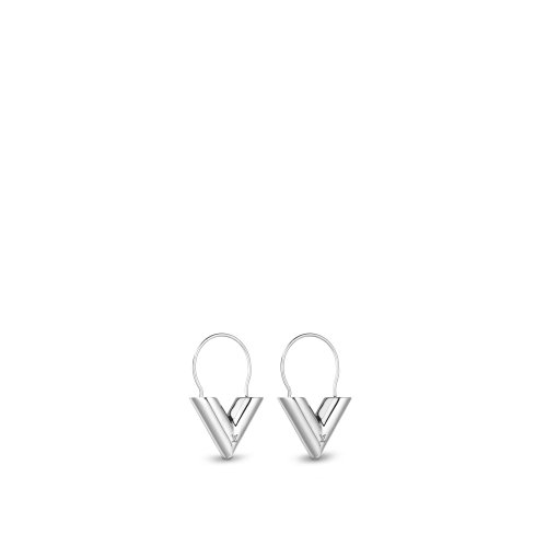 Louis Vuitton Essential V Hoop Earrings in Silver - Accessories M63199