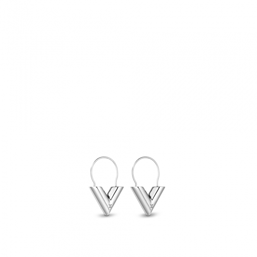 Louis Vuitton Essential V Hoop Earrings in Silver - Accessories M63199