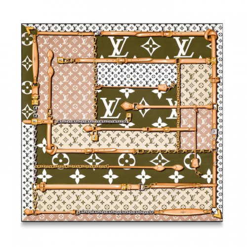Louis Vuitton Silk Confidential Monogram Giant Square Showcases M73357 Kaki