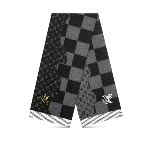 Louis Vuitton Giant Damier Wave Monogram Scarf in Grey - Accessories MP2701