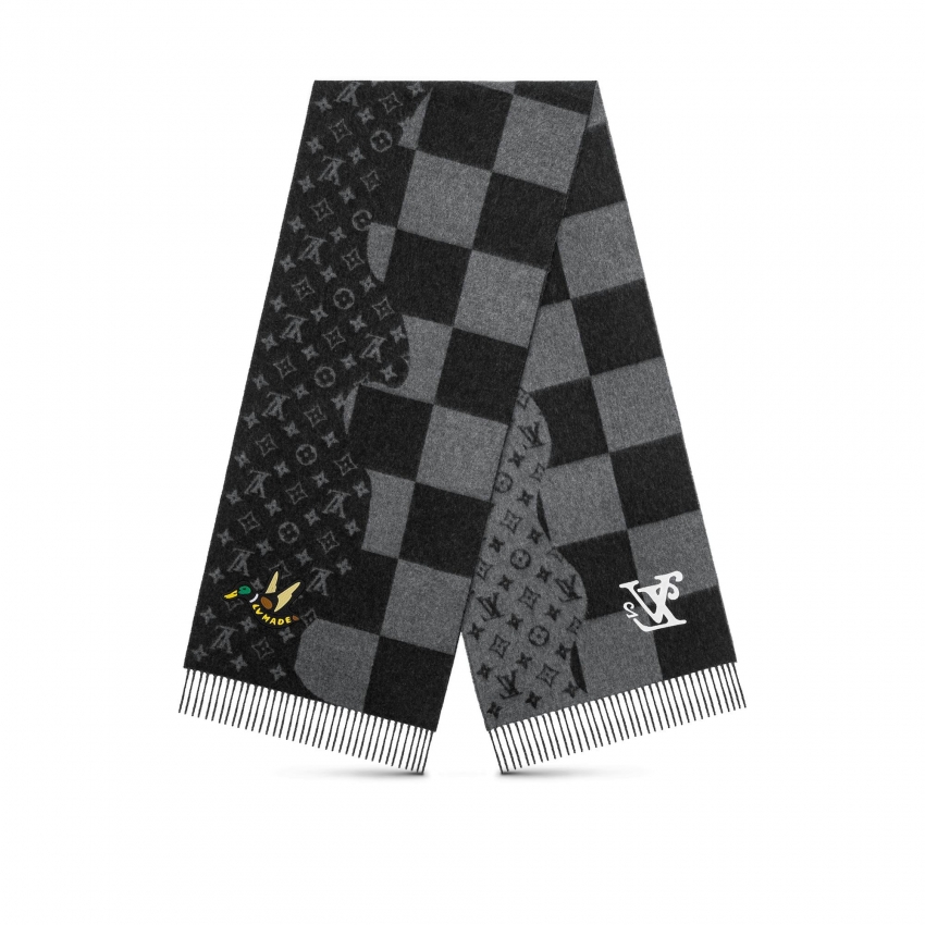 Louis Vuitton Giant Damier Wave Monogram Scarf in Grey - Accessories MP2701