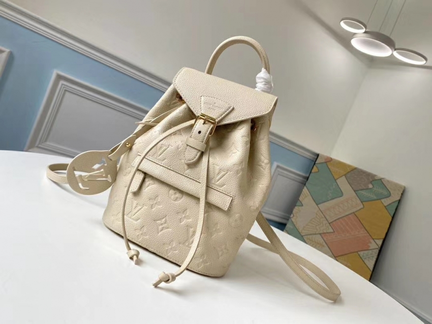 Louis Vuitton Monogram Empreinte Leather Montsouris MINI Backpack M45397 New Creme