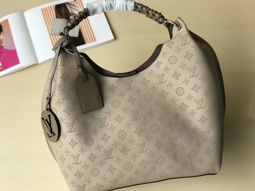 Louis Vuitton Mahina Leather Carmel Hobo Bag M52950 Galet