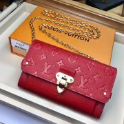 Louis Vuitton Monogram Empreinte Leather Chain Wallet M63398 Red