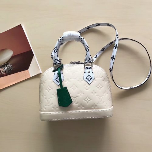Louis Vuitton Monogram Vernis Leather Alma BB M90447 White Louis Vuitton Monogram Vernis Leather Alma BB M90447 White