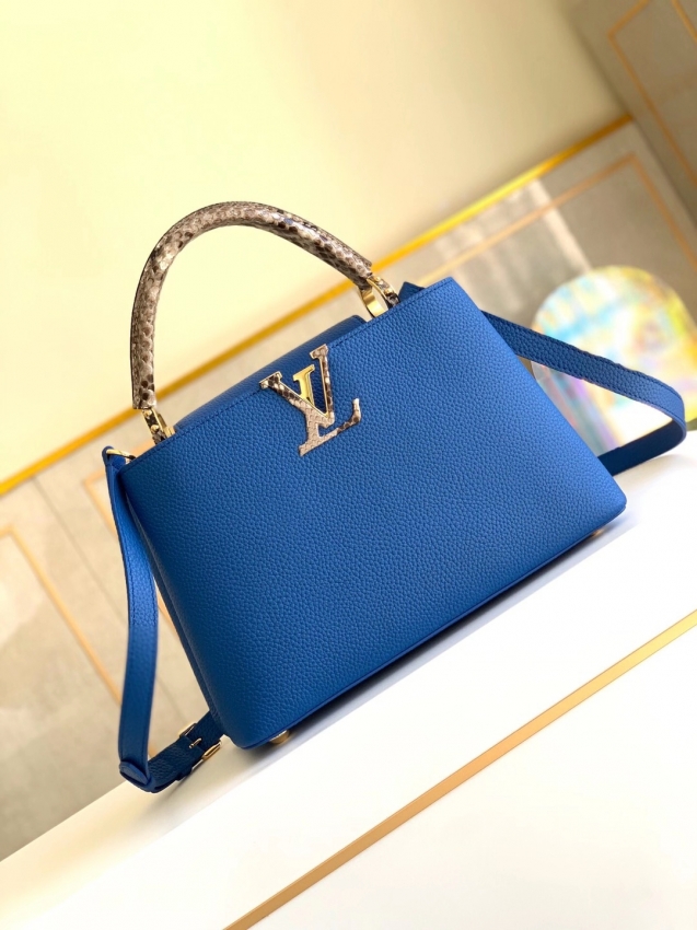 Louis Vuitton Taurillon cowhide leather CAPUCINES PM N93799 Blue