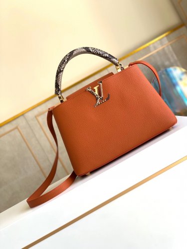 Louis Vuitton Taurillon cowhide leather CAPUCINES PM N93799 Orange Louis Vuitton Taurillon cowhide leather CAPUCINES PM N93799 Orange