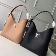 Louis Vuitton Calf Leather Lockme Hobo Shoulder Bag M44330 Beige