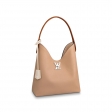 Louis Vuitton Calf Leather Lockme Hobo Shoulder Bag M44330 Beige