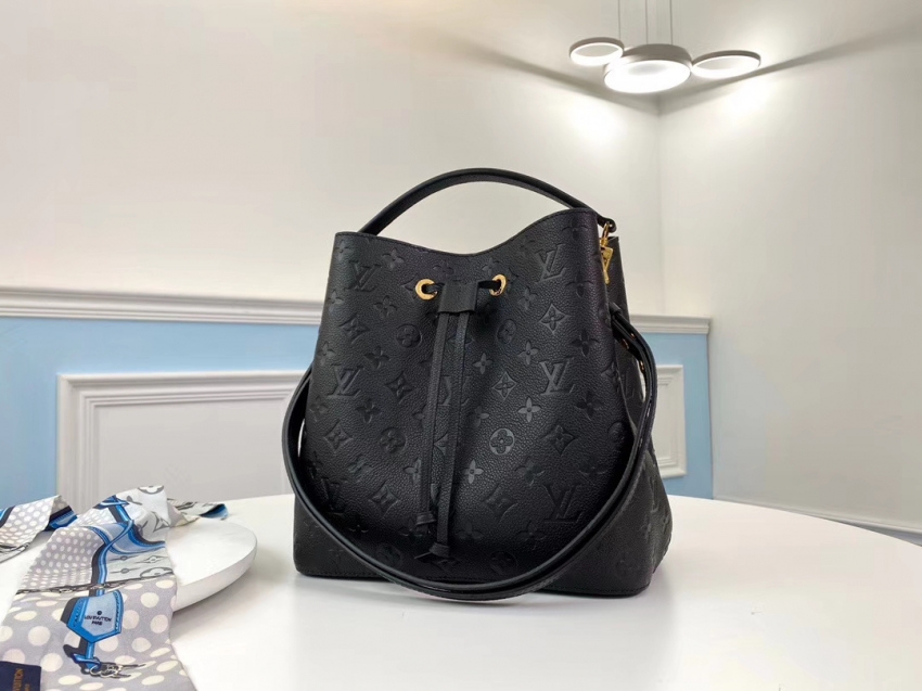 Louis Vuitton Monogram Empreinte NeoNoe MM Bucket Bag M45256 Black