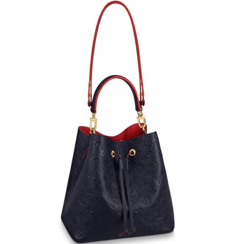 Louis Vuitton Monogram Empreinte NeoNoe MM Bucket Bag M45306 Navy/Red Louis Vuitton Monogram Empreinte NeoNoe MM Bucket Bag M45306 Navy/Red