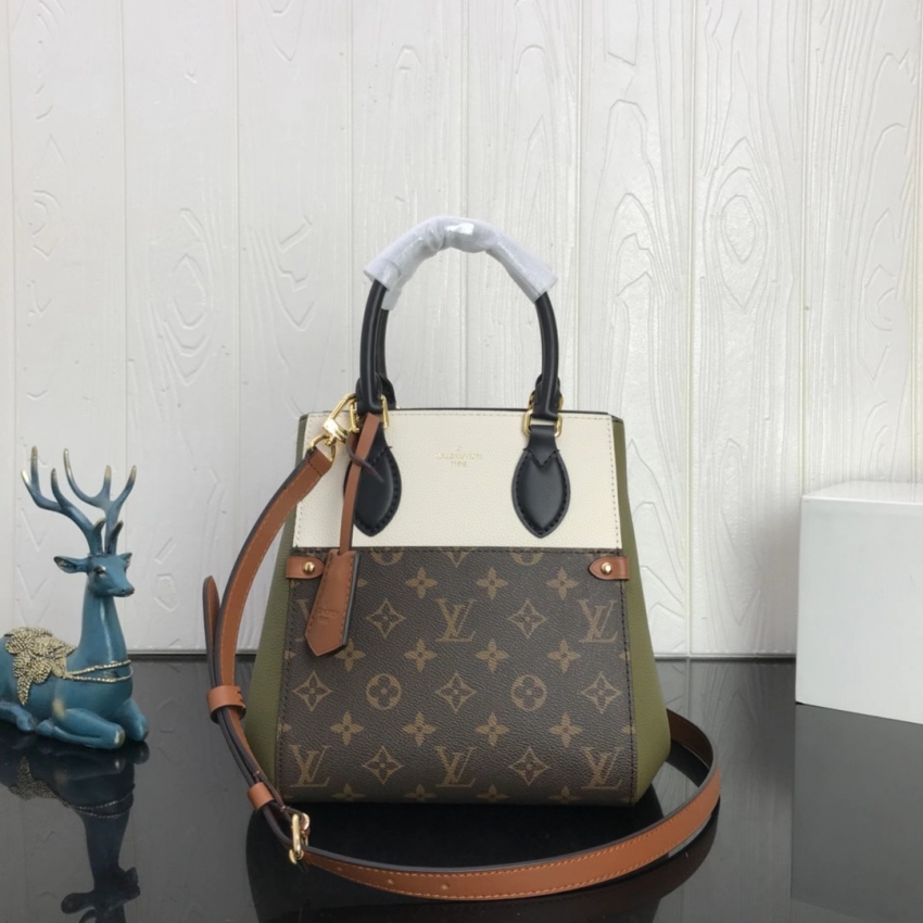 Louis Vuitton Monogram Canvas Fold Tote PM M45388 Creme Kaki Noir