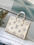 Louis Vuitton OnTheGo MM Bicolor Monogram Empreinte Leather in Beige - Handbags M45494
