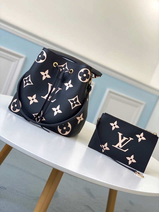Louis Vuitton NeoNoe MM Bicolor Monogram Empreinte Leather in Black - Handbags M45497