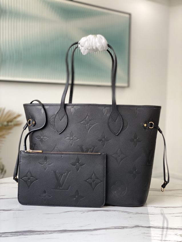 Louis Vuitton Neverfull MM Monogram Empreinte Leather in Black - Handbags M45685