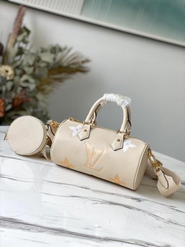 Louis Vuitton Monogram Empreinte Leather Papillon BB M45708 Cream/Saffron Louis Vuitton Monogram Empreinte Leather Papillon BB M45708 Cream/Saffron