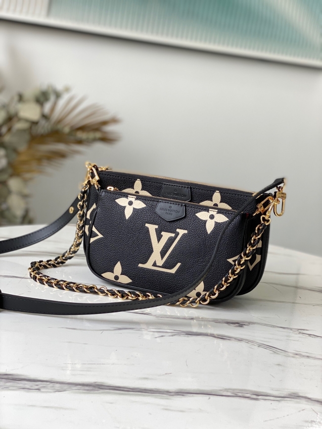 Louis Vuitton Multi Pochette Accessoires Bicolor Monogram Empreinte Leather in Black - Handbags M45777
