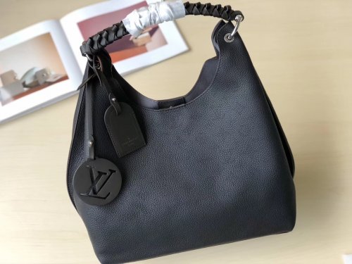 Louis Vuitton Mahina Leather Carmel Hobo Bag M52950 Black Noir Louis Vuitton Mahina Leather Carmel Hobo Bag M52950 Black Noir