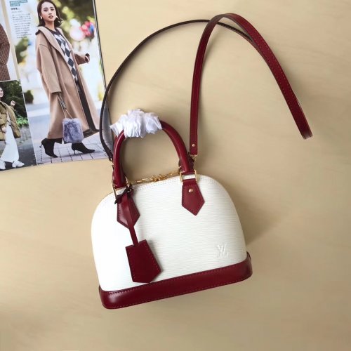 Louis Vuitton Epi Cowhide Leather ALMA BB M53589 Blanc Optique / Grenat Louis Vuitton Epi Cowhide Leather ALMA BB M53589 Blanc Optique / Grenat