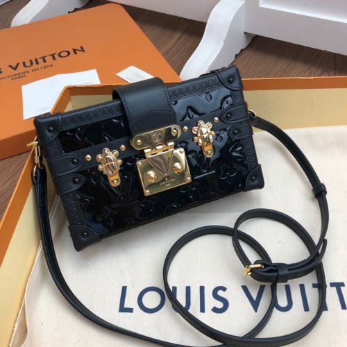 Louis Vuitton Monogram Vernis Leather Petite Malle M54180 Black Louis Vuitton Monogram Vernis Leather Petite Malle M54180 Black
