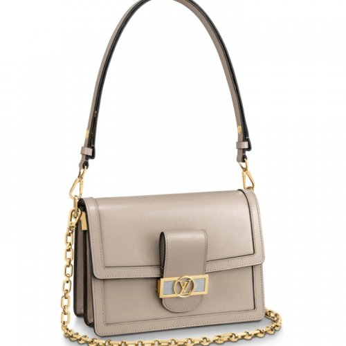Louis Vuitton Smooth Calfskin Leather Dauphine MM Lugano M55835 Galet Gray