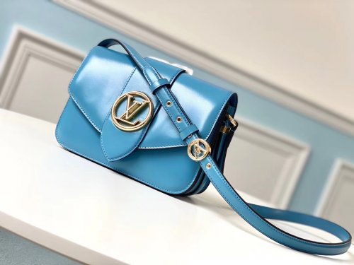 Louis Vuitton Cowhide LV Pont 9 Handbag M55947 Storm Blue