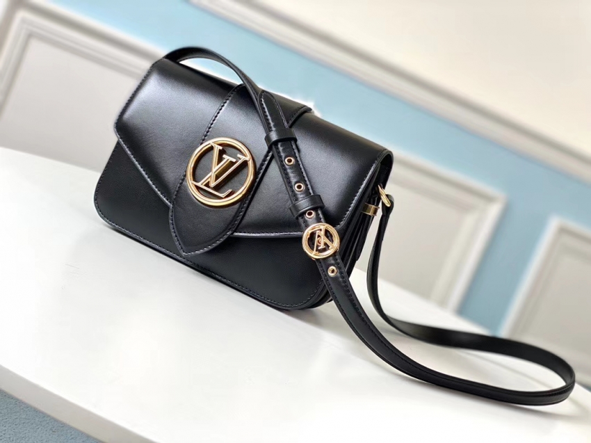 Louis Vuitton Cowhide LV Pont 9 Handbag M55948 Black