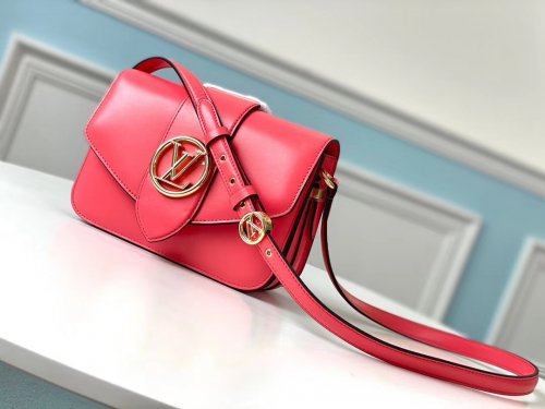 Louis Vuitton Cowhide LV Pont 9 Handbag M55949 Dahlia Pink