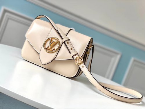 Louis Vuitton Cowhide LV Pont 9 Handbag M55950 Cream