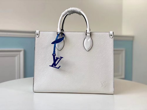 Louis Vuitton Epi Cowhide Leather Onthego MM Tote Bag M56081 Blanc White