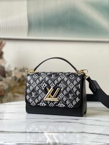 Louis Vuitton Since 1854 Twist MM Monogram Jacquard in Black - Handbags M57442 Louis Vuitton Since 1854 Twist MM Monogram Jacquard in Black - Handbags M57442