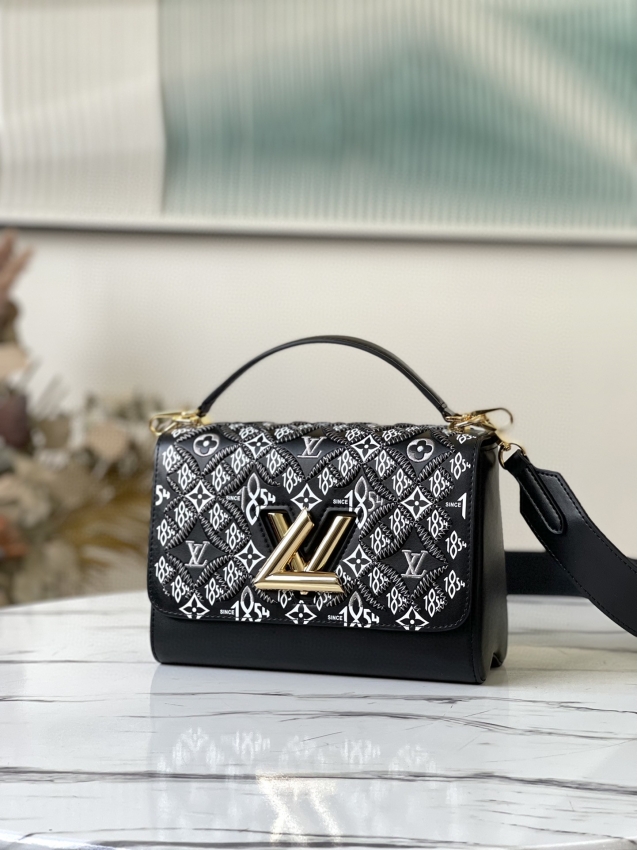 Louis Vuitton Since 1854 Twist MM Monogram Jacquard in Black - Handbags M57442