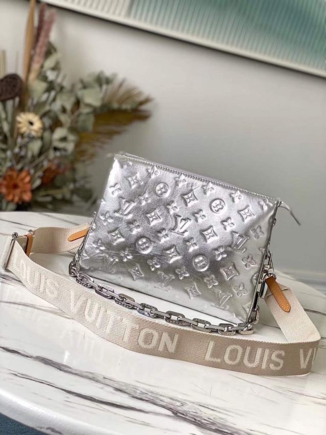 Louis Vuitton Lambskin Coussin PM M57913 Silver