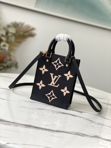 Louis Vuitton Petit Sac Plat Bicolor Monogram Empreinte Leather in Black - M57937 Louis Vuitton Petit Sac Plat Bicolor Monogram Empreinte Leather in Black - M57937