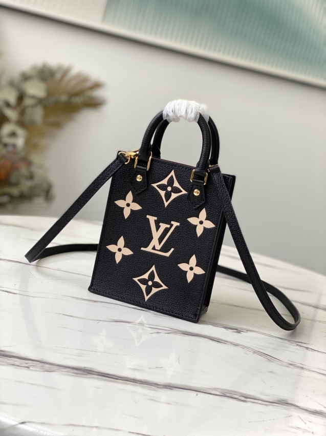 Louis Vuitton Petit Sac Plat Bicolor Monogram Empreinte Leather in Black - M57937