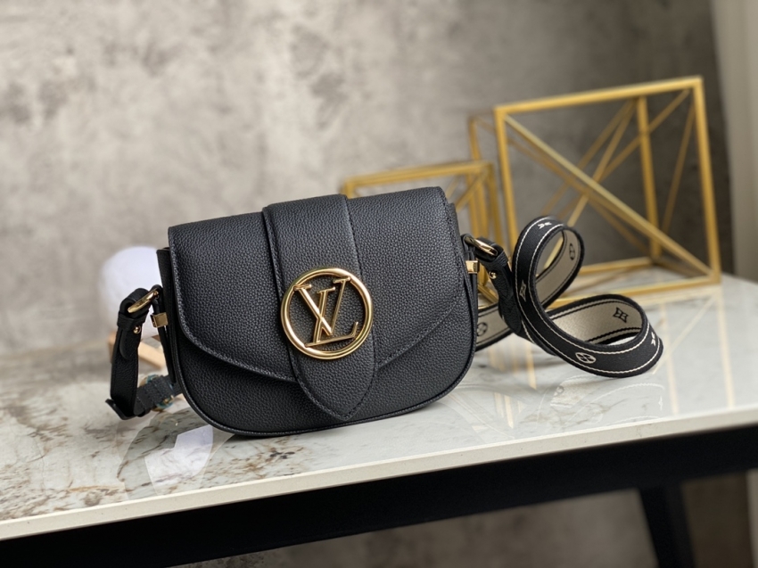 Louis Vuitton LV Pont 9 Soft PM Grained Calfskin Leather in Black - Women Handbags M58727