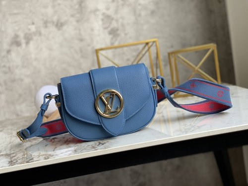 Louis Vuitton LV Pont 9 Soft PM Grained Calfskin Leather in Blue - Women Handbags M58964