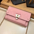 Louis Vuitton Monogram Empreinte Leather Chain Wallet M63399 Rose Poudre Pink