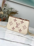 Louis Vuitton Double Zip Pochette Bicolor Monogram Empreinte Leather in Beige - Small Leather Goods M80084