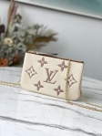 Louis Vuitton Double Zip Pochette Bicolor Monogram Empreinte Leather in Beige - Small Leather Goods M80084