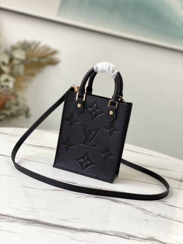 Louis Vuitton Petit Sac Plat Monogram Empreinte Leather in Black - Small Leather Goods M80478