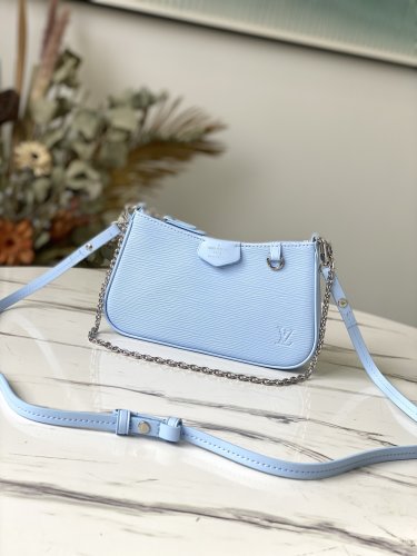 Louis Vuitton Epi Cowhide Leather Easy Pouch On Strap M80480 Celestial Blue Louis Vuitton Epi Cowhide Leather Easy Pouch On Strap M80480 Celestial Blue