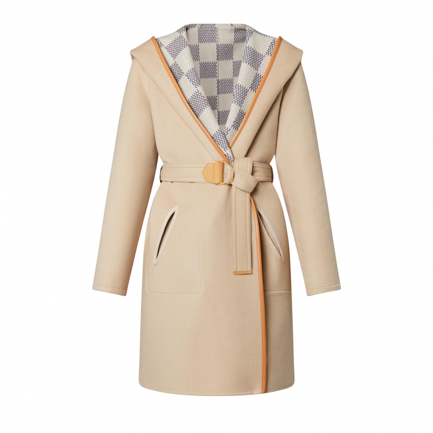 Louis Vuitton Reversible Damier Azur Hooded Wrap Coat - Women - Ready-to-Wear 1A9L0P