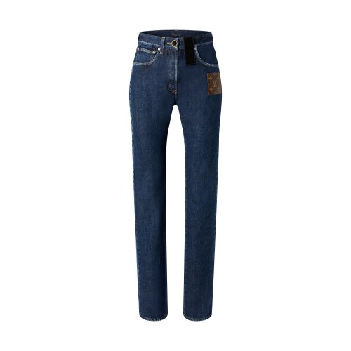 Louis Vuitton Monogram Patch Straight-Cut Jeans - Women - Ready-to-Wear 1A9W7L