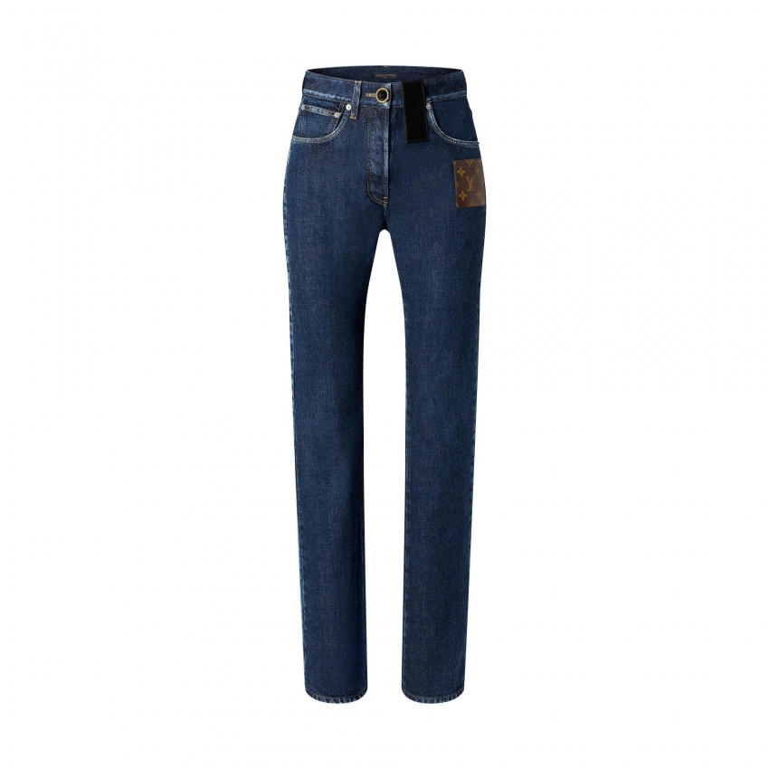 Louis Vuitton Monogram Patch Straight-Cut Jeans - Women - Ready-to-Wear 1A9W7L